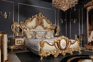 Juego de Muebles de Dormitorio de Madera de Teca Tallada a Mano, Acabado Dorado Moderno, Tamaño Completo, Color Personalizado, Duradero, Hecho en EE. UU. - Product Image 4