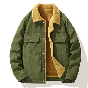 Autumn Winter Thick <b>Men</b> <b>Corduroy</b> <b>Jacket</b> Casual Fleece Lined Lapel Safari <b>Jackets</b> Versatile <b>Men</b> Clothing Trend Elegant Loose Coat - Product Image 4