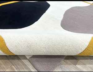 Tapis en laine moderne tufté à la main taille personnalisable motif abstrait tapis lavable à la main pour la maison hôtels restaurants pique-niques - Product Image 5