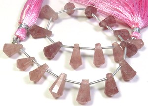 Perles Briolette en forme de larme de Quartz fraise rose 10-12mm 8 "brin naturel fraise Quartz cône gemmes perles à facettes - Product Image 4