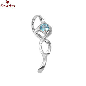Bijoux fins classique 925 argent sterling naturel topaze bleue pierre précieuse pendentif collier cadeau bijoux prix de gros stock prêt - Product Image 1