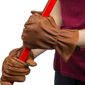 Venta al por mayor guantes de construcción para el trabajo guantes de trabajo de cuero de vaca para jardinería soldadura conductor patio trabajo pesado hombres mujeres - Product Image 4