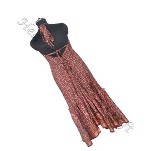 SD014 Saree / Sari / Shari vêtements indiens et pakistanais de l'Inde Hippy Boho vente chaude indien fait à la main Vintage Sari robe en soie - Product Image 6