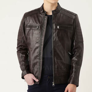 Veste en cuir à manches longues pour hommes de haute qualité Concevez votre propre style de mode avec col montant pour l'hiver au meilleur prix - Product Image 1