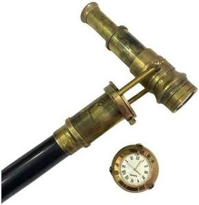 Bastón de madera con mango de telescopio oculto de latón náutico hecho a mano con reloj, lo mejor para artículo de regalo, bastón decorativo para caminar - Product Image 3