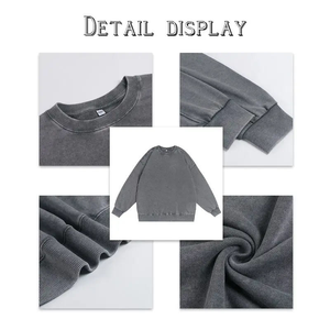 Fabricants de vêtements personnalisés, sweat-shirt à capuche pour homme en molleton uni surdimensionné, vintage, délavé à l'acide, brodé, hiver - Product Image 5