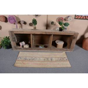 Alfombra rústica turca Vintage de 180cm x 440cm, diseño de retazos bohemio grande, látex de lana hecho en amarillo y azul para espacios acogedores - Product Image 1