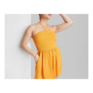 Tuta Intera Senza Maniche Wild Fable da Donna, Colore Arancione Mango, a Vita Alta, Senza Spalline, Traspirante, Ideale per la Spiaggia, Taglia S - Product Image 2