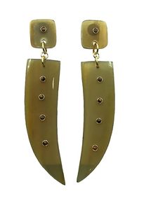 Natural Buffalo Horn with <b>Tiger</b> <b>Eye</b> Gemstone Earring Tiny Accents Earring Handmade Vintage Style Fashion <b>Jewelry</b> Gift for Her - Product Image 2