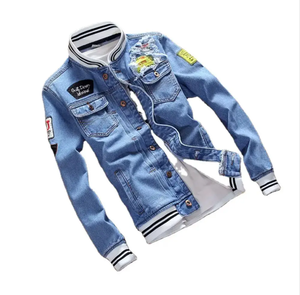 Chaqueta vaquera de diseño personalizado para hombre, chaqueta vaquera con botones rasgados en la parte delantera - Product Image 2