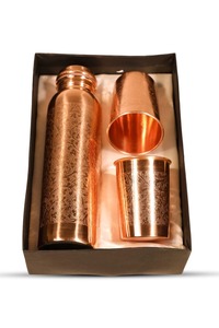 Leak Resistant Pure Copper <b>Bottle</b> with <b>Glass</b> Set Traditional Charm and Health Benefits Available for Sale from India - Product Image 2