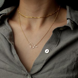 Collar de Plata de Ley 925 con nombre de caballo personalizado de oro Vermeil de 14 quilates, colgante de palabra personalizable, joyería ecuestre minimalista - Product Image 5