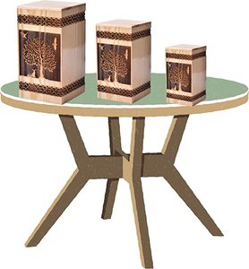 Urne funéraire artisanale en bois rectangulaire Arbre de Vie pour cendres humaines, personnalisée et fabriquée à la main, pour usage au bureau - Product Image 4