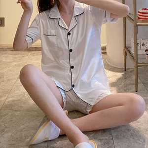 OEM Custom Wholesale Loungewear Women <b>Pyjama</b> 2 Piece Pajama Shorts Sets Customized <b>Satin</b> Silk Pajamas for Women Set - Product Image 5