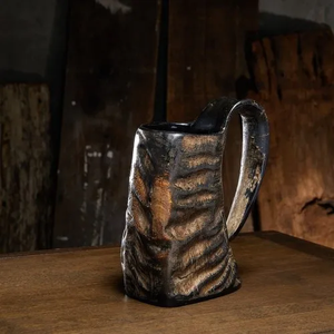 Tasses en corne de buffle d'eau, vaisselle, exclusives, tendance, authentiques, fabriquées à la main, tasse en corne viking - Product Image 4