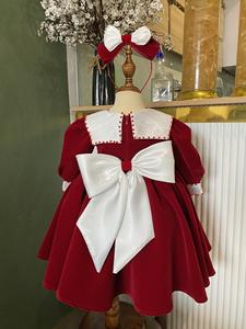 Top Choice Winter Collection Vestido de princesa de terciopelo blanco para niñas de 12 años Estilo alto Diseño de cuello largo puntiagudo Vietnam ODM - Product Image 3