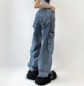 กางเกงยีนส์ขายาวสำหรับผู้หญิง, Y2K แฟชั่นทรงหลวมสไตล์คาร์โก้ขนาดพิเศษ - Product Image 6