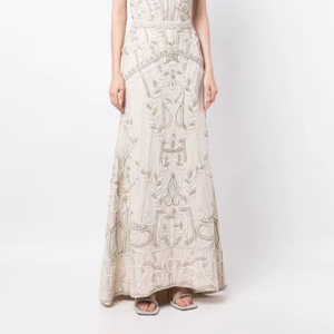 Elegant Luxury Sleeveless Evening Gown Beaded Handwork and <b>Embroidered</b> Technique A-Line Prom Dress made of <b>Tulle</b> for Parties - Product Image 1