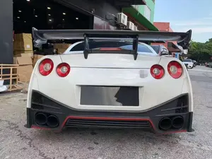 PP Material Car Modified Bumper Rear Lip Engine Hood LED Headlights Bodykit For Nissan GTR R35 Update To New Style Body Kit
