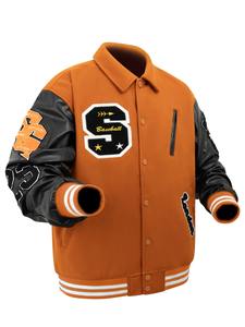 Veste universitaire de couleur unie de qualité supérieure pour hommes, uniforme de baseball ample à la mode, veste bombardier en toile imperméable et coupe-vent, veste décontractée - Product Image 4