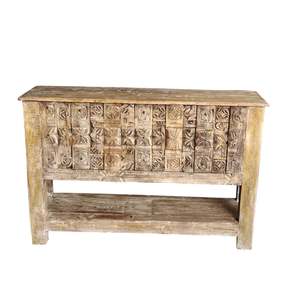 Handmade Rustic Wooden <b>Console</b> <b>Table</b> with Mirrored Feature Solid Wood Living Room Furniture with <b>Storage</b> for Hotel Decoration - Product Image 4
