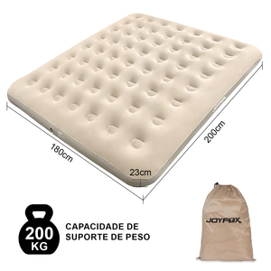 Colchón Inflable Matrimonial Joyfox 200x180x23cm con Almohadas, Bomba Manual y Bolsa de Transporte - Color Crema - Product Image 2