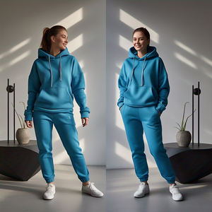 Poids lourd pull à capuche pantalons de survêtement ensemble vêtements de sport survêtement Fitness survêtement dames coton polaire survêtement femmes - Product Image 6