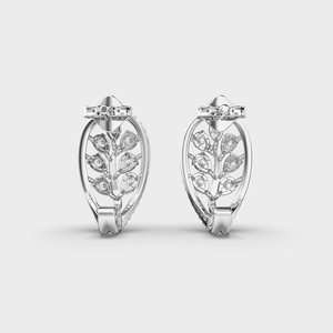 IGI Certified Lab Grown Diamond Oval Floral Cluster Stud Earrings 9K Yellow / White / Rose Gold Vintage Beaded <b>Frame</b> Earrings - Product Image 4