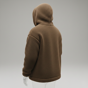 Custom Men Regular Fit High Pile <b>Fleece</b> <b>Hoodie</b> Ultra Soft Plush <b>Teddy</b> Pullover Heavyweight 100% Cotton Mocha Brown Winter Pocket - Product Image 5