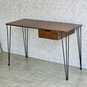 120x50cm Rubber Wood <b>Computer</b> <b>Desk</b> with Drawers Iron Legs Hairpin SPD68211 - Product Image 6