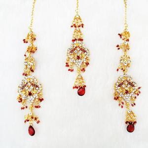 Indian Royal Zircon Gold Plated Classic Bridal Jewelry Set Women Wedding Traditional Elegance Regal Finish Ethnic Flower Design - Product Image 5
