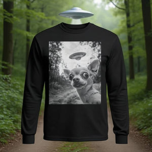 Camiseta de Manga Larga con Meme de OVNI de Chihuahua, Selfie con OVNI para Promociones - Product Image 3