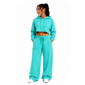 Ensemble de survêtement décontracté pour femme : sweat à capuche court et pantalon de jogging, écologique, séchage rapide, idéal pour le fitness, la gym et le sport - Product Image 5