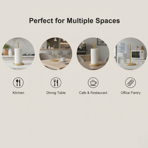 Heavy Duty Metal <b>Tissue</b> Holder with Solid Wooden Base Stable NonTipping Design Easy One Hand Tear Countertop Kitchen <b>Paper</b> Stand - Product Image 4