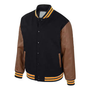 TBF-159 de veste universitaire classique personnalisée avec manches en similicuir poignets côtelés et fermeture à bouton-pression - Product Image 5