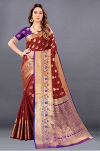 Banarasi Sarees orgánicos transpirables, fabricante indio, nuevo diseño, Golden Butt, con combinaciones atractivas - Product Image 2