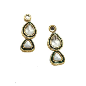 Ensemble de bijoux de luxe Polki Kundan, collier à une seule couche avec placage or 18 carats, occasion mariage, matériau en acier inoxydable - Product Image 6