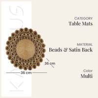 Napperon de table en satin perlé fait main style bohème 36x36 cm multicolore écologique facile d'entretien pour la maison et la cuisine