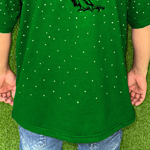 Créez votre propre logo – T-shirt pour homme avec strass sur le devant, en tissu tissé, coupe oversize, écologique, décontracté, pour le fitness - Product Image 6