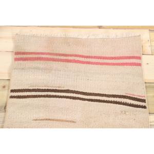 Alfombra Turca Pequeña de 1.8x2.6 pies, Alfombra Vintage, Alfombra de Lana a Rayas Beige y Rosa - Product Image 4