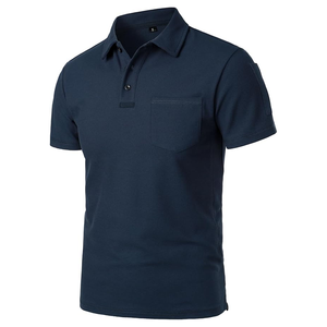 100% algodón transpirable hombres polos simples camisas de golf de manga corta Camisetas casuales al aire libre con cuello camisetas con bolsillo - Product Image 3