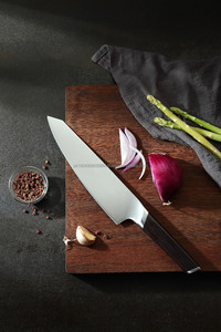 มีดเชฟสแตนเลสแบบมืออาชีพงานหัตถกรรมเหล็กด้ามจับไม้ชิงชันนานาชาติ10ชิ้น MOQ ออกแบบโลโก้ได้ตามต้องการใช้ในครัว - Product Image 2