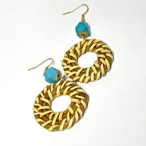 Pendientes colgantes de ratán de forma redonda con diseños calientes para mujer, accesorios multicolores para exportar a granel - Product Image 5