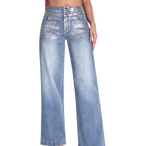 100% coton grande taille femmes coupe skinny jean pantalon taille moyenne devant plat Style décontracté pour une utilisation en plein air et vêtements d'entraînement - Product Image 6