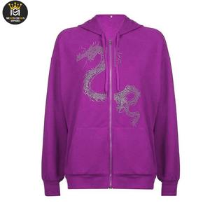 Sudadera Unisex con Cremallera Logotipo Personalizado 100% Algodón Transpirable Ropa de Invierno Nuevo Diseño Adorno de Diamantes de Imitación sudaderas con capucha para hombre - Product Image 4