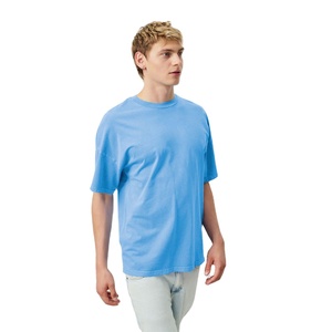 Camiseta clásica azul cielo para hombre, algodón suave, cuello redondo, ajuste relajado, Color sólido, ropa de diario, moda de verano, nueva camiseta de estilo callejero - Product Image 2