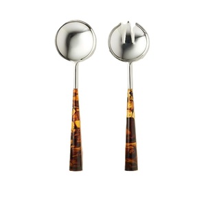 Servidores de ensalada de madera natural, mangos de aspecto único, juego de servidor de ensalada para ensalada, sopa, frutas especiadas, mezcla, servir, utensilios de cocina - Product Image 4