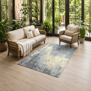Tapis de salon en chenille gris argenté à motif design imprimé numériquement, lavable en machine, antidérapant - RUGS DEPOT LXDP-0818 (vente en gros) - Product Image 6