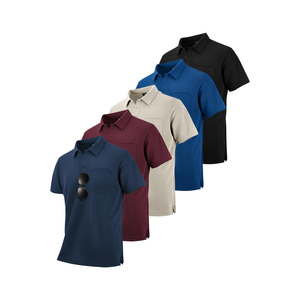 Chemises polo pour hommes à manches longues personnalisables pour le printemps/été, tissu jersey respirant avec motif uni à col montant - Product Image 5