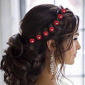 Apurva Pearls Red Floral Hair Broche 1502293-Elegante diseño floral Accesorio para el cabello - Product Image 1
